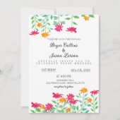 Rustikale Zinnia-Blume Hochzeit Einladung (Vorderseite)