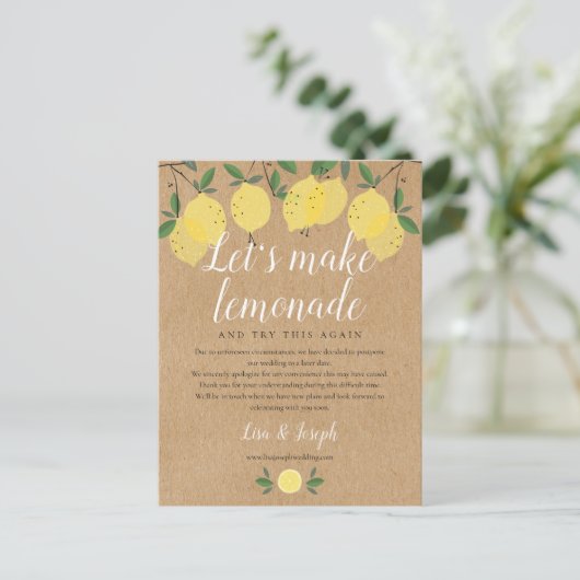 Rustikale Zitronen ändern das Datum des Zurückgest Postkarte (Stehend Vorderseite)