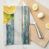 Rustikale Zitronen (blau) Geschirrtuch (Viertel Falte)