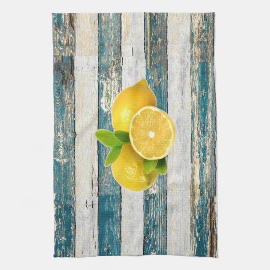 Rustikale Zitronen (blau) Geschirrtuch (Vertikal)