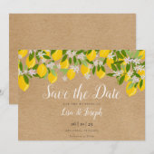 Rustikale Zitronen blühen Elegant Script Save The Date (Vorne/Hinten)