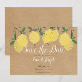 Rustikale Zitronen Boho Elegantes Skript Save The Date (Vorne/Hinten)