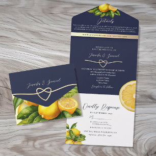 Rustikale Zitronen-Hochzeit All In One Einladung