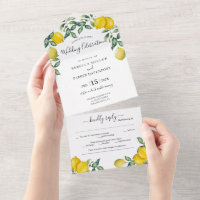 Rustikale Zitronen Hochzeitseinladung alles in ein