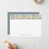 Rustikale Zitronen mediterrane Fliesen Personalisi Mitteilungskarte (Vorderseite/Rückseite Beispiel)