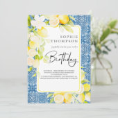 Rustikale Zitronen Mittelmeergeburt Einladung (Stehend Vorderseite)