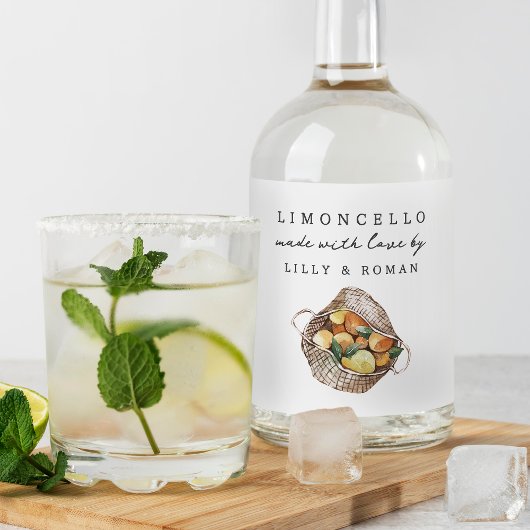 Rustikale Zitronen Personalisiert Limoncello Alkoholflaschenetikett