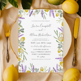 Rustikale Zitronen- und Lavendel-Hochzeitseinladun Einladung