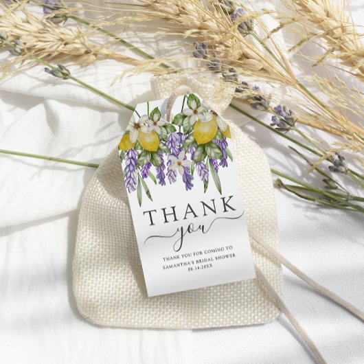 Rustikale Zitronen und Lavender Brautparty Gefalle Geschenkanhänger