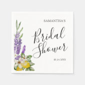 Rustikale Zitronen und Lavender Brautparty Gefalle Serviette (Vorderseite)