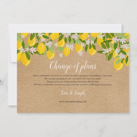 Rustikale Zitronen verändern das Datum, das versch Einladung (Rückseite)