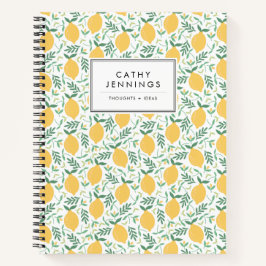 Rustikale Zitronenfrüchte Gelbe Sommergrünen Blätt Notizblock