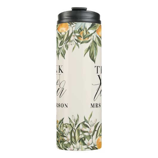 Rustikale Zitrusfrüchte orange botanische danke Ih Thermosbecher (Vorderseite)