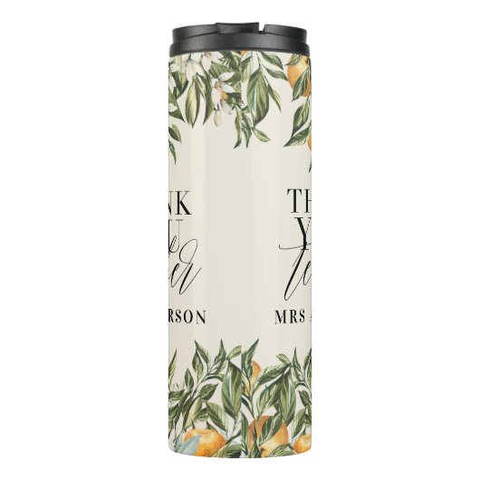 Rustikale Zitrusfrüchte orange botanische danke Ih Thermosbecher (Rückseite)