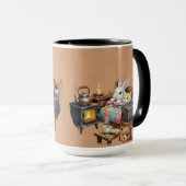 "Rustikale Zuflucht: Handbemalte Tier Kaffee Tasse (VorderseiteRechts)