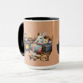 "Rustikale Zuflucht: Handbemalte Tier Kaffee Tasse (Vorderseite Links)