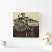 Rustikale Zug-Wanduhr Quadratische Wanduhr (Zuhause)