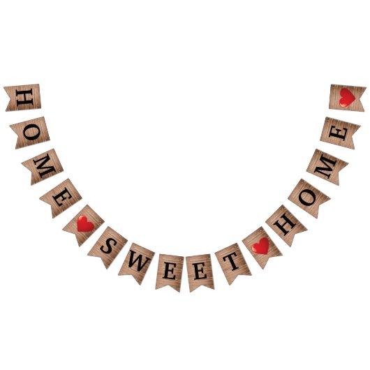 Rustikale Zuhause Sweet Zuhause Heart House Erwärm Wimpelkette (Alle)