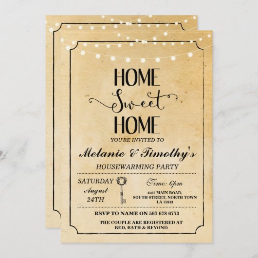 Rustikale Zuhause Sweet Zuhause Housewarming Einla Einladung (Vorne/Hinten)