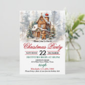 Rustikale Zuhause Weihnachts-Party Einladung (Stehend Vorderseite)