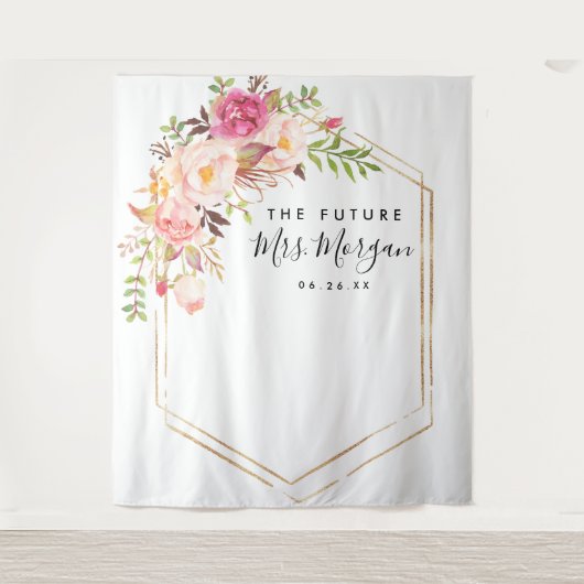 Rustikale Zukunft der Blumen Frau Brautparty Hinte Wandteppich (Vorderseite)