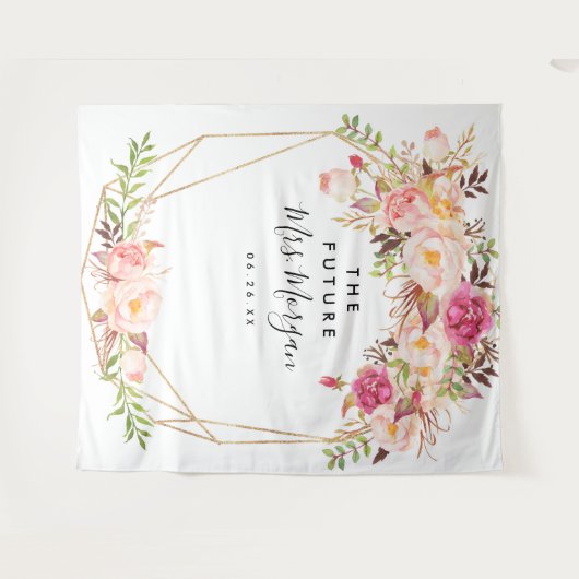 Rustikale Zukunft der Blumen Frau Brautparty Hinte Wandteppich (Vorderseite (Horizontal))