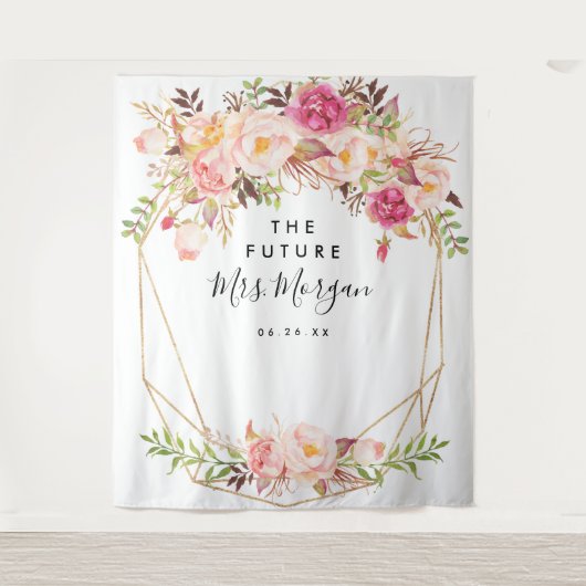 Rustikale Zukunft der Blumen Frau Brautparty Hinte Wandteppich (Vorderseite)