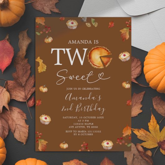 Rustikale Zwei süße Süsse Kuchen Herbst 2. Geburts Einladung