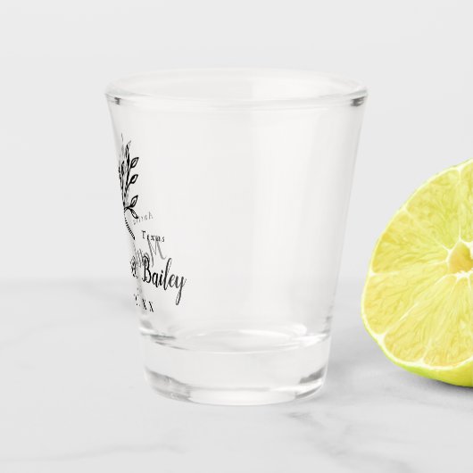 Rustikale Zweige Hochzeitmonographie Schnapsglas (Rechts)