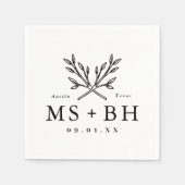 Rustikale Zweige Hochzeitmonographie Serviette (Vorderseite)