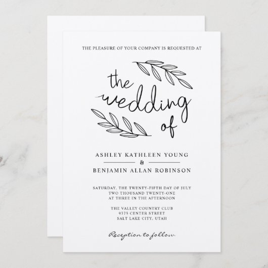 Rustikale Zweige Hochzeitsfeiern Einladung (Vorne/Hinten)