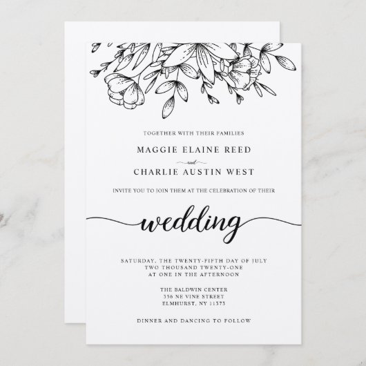 Rustikale Zweige Hochzeitsfeiern Einladung (Vorne/Hinten)