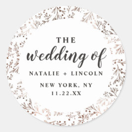 Rustikale Zweige Kupfer-Folien Herbst Hochzeit im  Runder Aufkleber