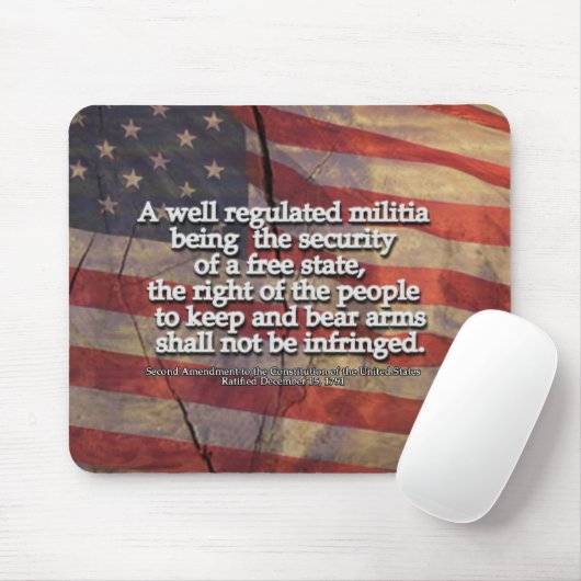 Rustikale zweite Änderung Typografie US-Flagge Mousepad (Mit Mouse)