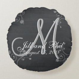 Rustikale Zwischenablage 3d Monogramm Rundes Kissen
