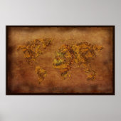 Rustikaler 3D-Effekt World Map Art Poster (Vorne)