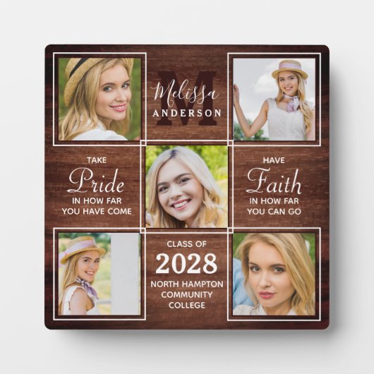 Rustikaler 5-Fotomaterial Personalisierter Abschlu Fotoplatte (Vorderseite)