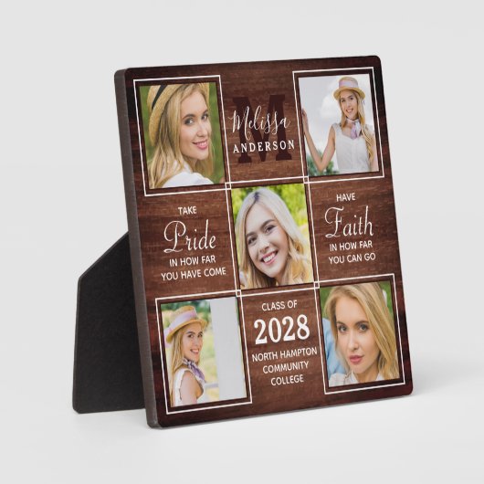 Rustikaler 5-Fotomaterial Personalisierter Abschlu Fotoplatte (Vorderseite)