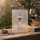 Rustikaler 60. Geburtstag Roter Wein Geburtstag Acryleinladungen