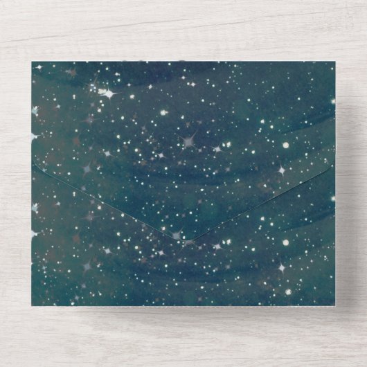 Rustikaler Abend Sky Mason Jar Lights Wedding All In One Einladung (Rückseite)