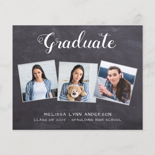 Rustikaler Abschluss 3 Foto Einladung (Vorderseite)