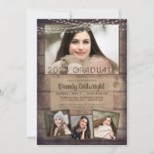 Rustikaler Abschluss 4 Foto Holzsaitenleuchten Einladung (Vorderseite)