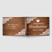 Rustikaler Abschluss aus Holz und Weißspitzen Gästebuch (Voll)