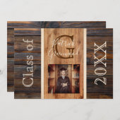 Rustikaler Abschluss aus Ton, Monogramm Einladung (Vorne/Hinten)