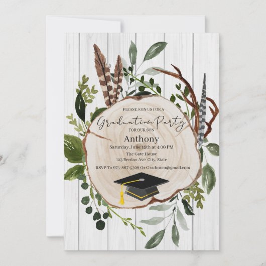 Rustikaler Abschluss Einladung (Vorderseite)