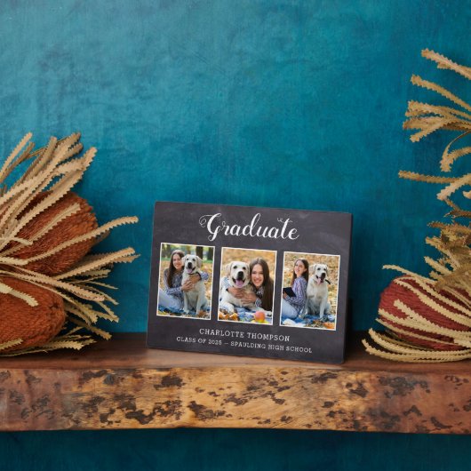 Rustikaler Abschluss FotoCollage Keepake Fotoplatte (Seite)