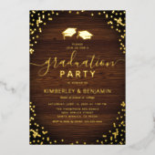 Rustikaler Abschluss für doppeltes Foto Folieneinladung (Vorderseite)