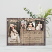 Rustikaler Abschluss für Holzsaitenleuchten Einladung (Stehend Vorderseite)