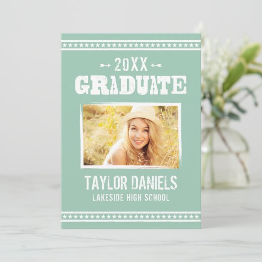 Rustikaler Abschluss GRILLEN Einladung | Editierba (Stehend Vorderseite)