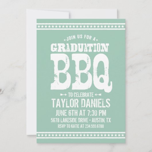 Rustikaler Abschluss GRILLEN Einladung | Editierba (Vorderseite)